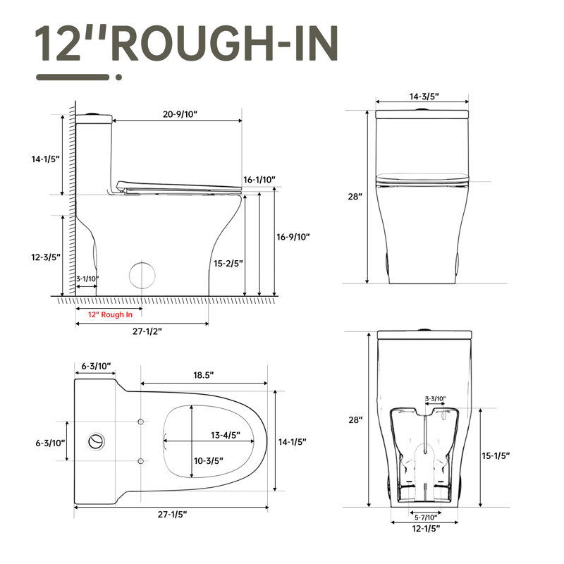 SUPERFLO Toilet with 1000 Gram Map Flushing, Elongated Modern Toilet
